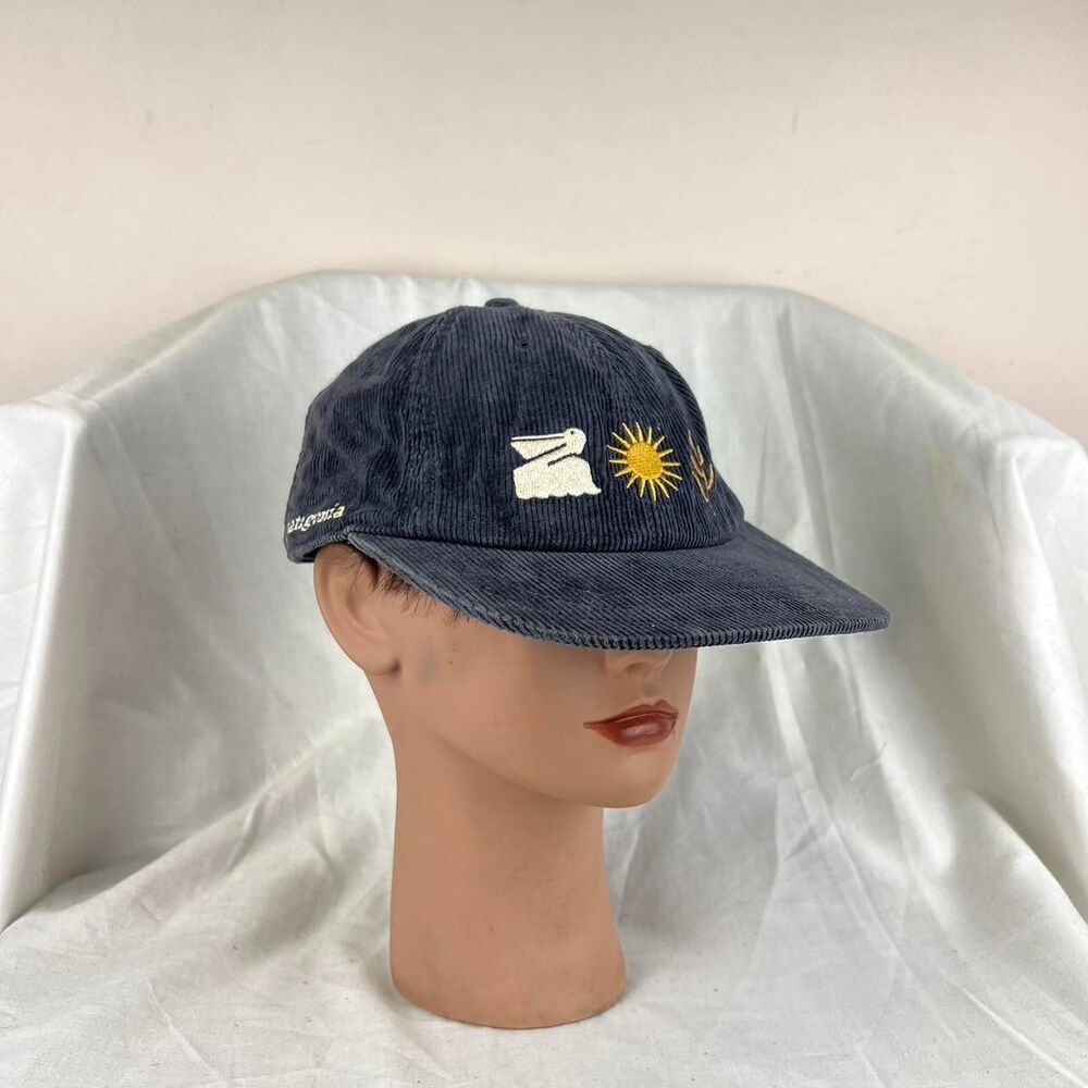 Patagonia Navy Blue Corduroy Cap With Embroidered Signs